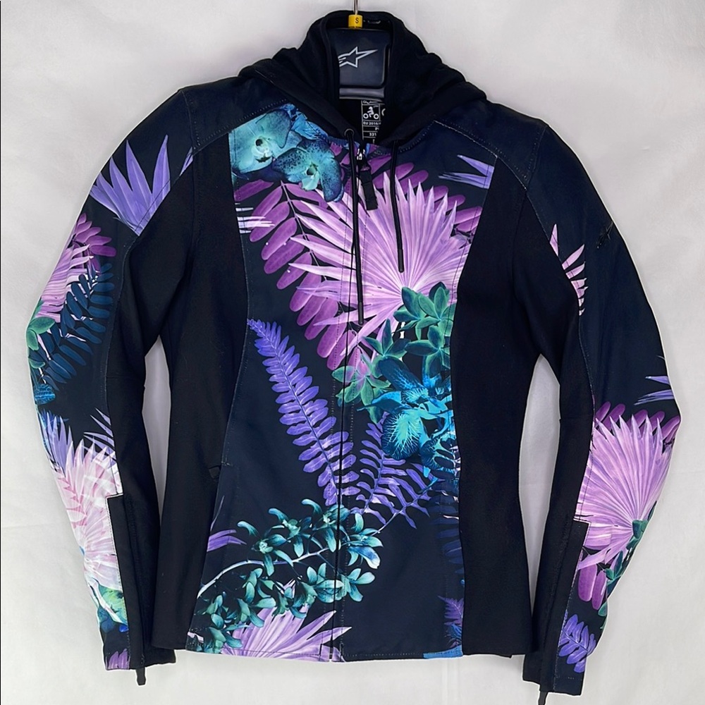 Alpinestars Woman’s Motorcycle Jacket Purple Green Aqua Tropical Print